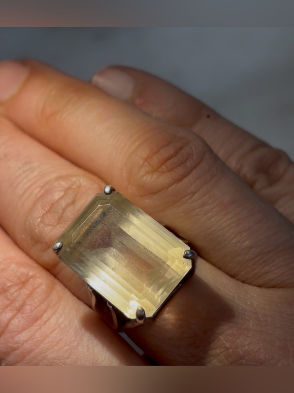 Stunning Citrine 925 Sterling Silver Ring Faceted Stone - Size 7
